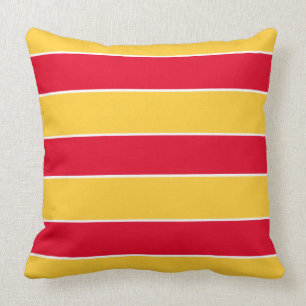Summer Red Stripes on Sunset Yellow Cushion