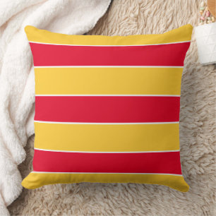 Summer Red Stripes on Sunset Yellow Cushion