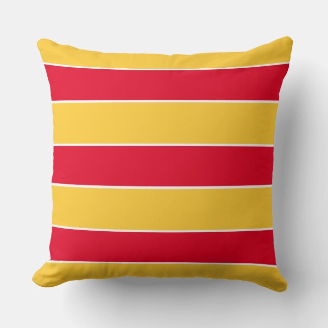 Summer Red Stripes on Sunset Yellow Cushion (Front)