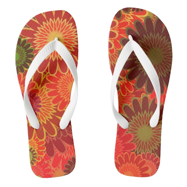 Summer Red Sunflowers Thongs (Footbed)