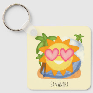 Summer Relaxing Vacation Sun Key Ring