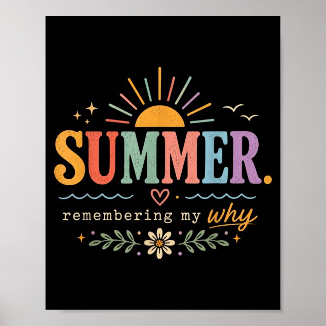 Summer Remembering Why Retro Teacher Summer Break Poster (Front)