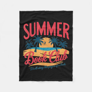 Summer Retro Book Club Funny Beach Vacation Fleece Blanket