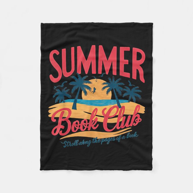 Summer Retro Book Club Funny Beach Vacation  Fleece Blanket (Front)