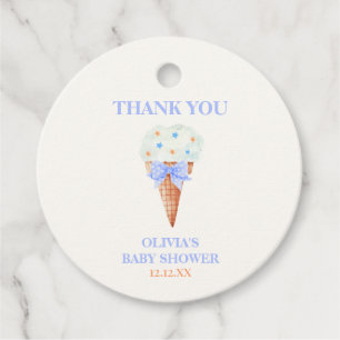 Summer Retro Bow Star Ice Cream Baby Shower Favour Tags