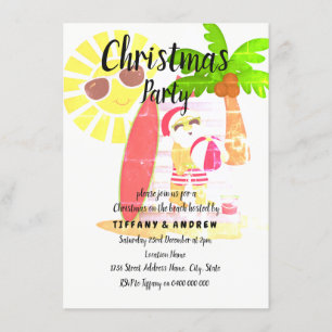 Summer Retro Christmas Party Santa Claus Invite