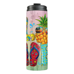 Summer retro love letters vintage beach flip flops thermal tumbler