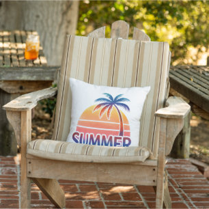 Summer retro sunset palm tree cushion