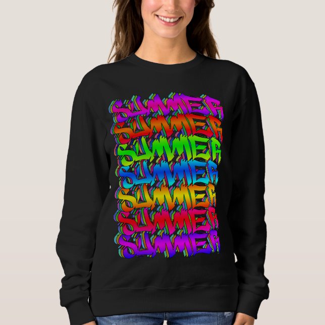 SUMMER-Retro Vintage Graffiti Colourful Summer Sweatshirt (Front)