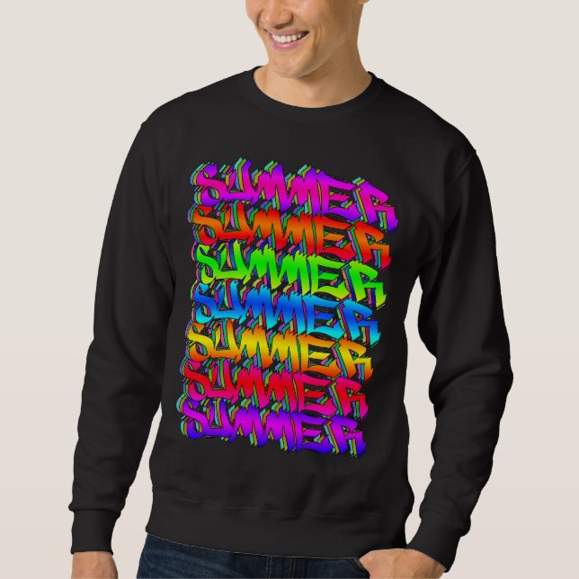 SUMMER-Retro Vintage Graffiti Colourful Summer Sweatshirt (Front)