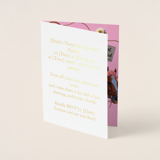 Summer Ride to Forever – Cowgirl Wedding Bliss" Foil Card (Front)