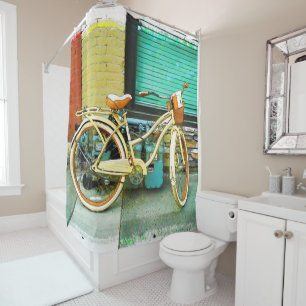 Summer Ride - Yellow Bicycle Shower Curtain