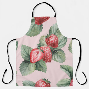 Summer Ripe Strawberries: Watercolor Pink Apron