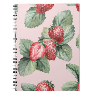 Summer Ripe Strawberries: Watercolor Pink Notebook