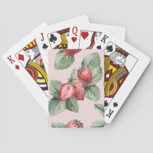 Summer Ripe Strawberries: Watercolor Pink Playing Cards