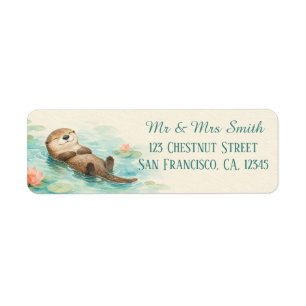 Summer River Watercolor Otter Return Address Label
