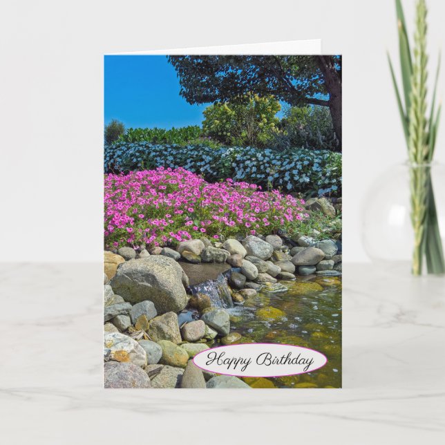 Summer rock garden with waterfalls card (Front)