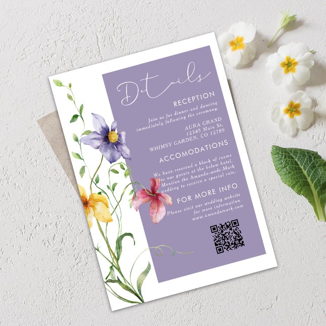 Summer Romantic Floral Meadow Stylish Wedding Enclosure Card (Creator Uploaded)