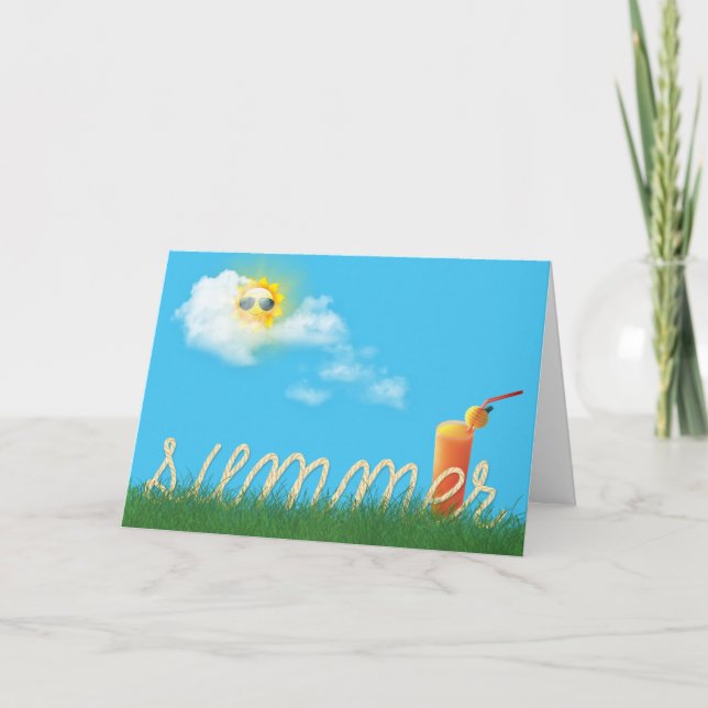 summer rope text in grass with drink card (Front)
