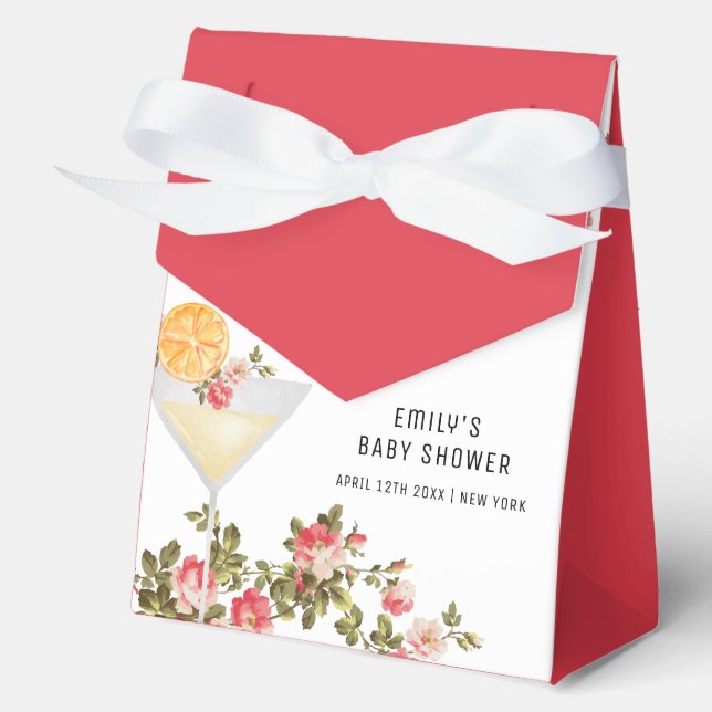 Summer Rose Brunch Bubbly Champagne Baby Shower  Favour Box (Front)