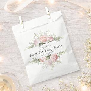 Summer Rose Garden 80th Birthday Party Favour Bag