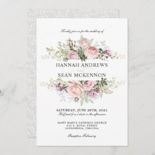 Summer Rose Garden Floral Wedding Invitation