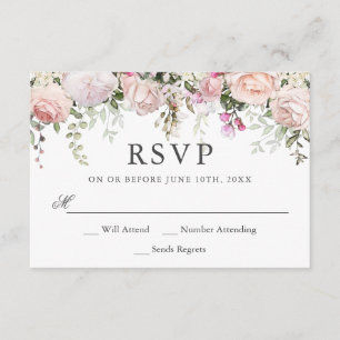 Summer Rose Garden Floral Wedding RSVP Card