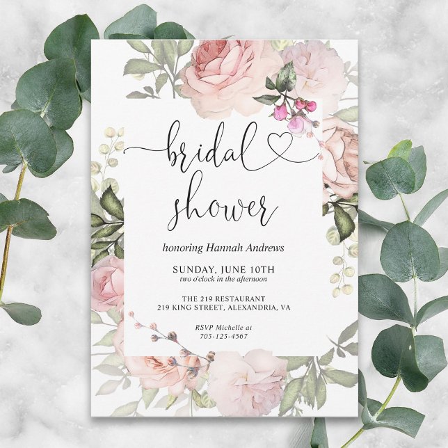 Summer Rose Garden Pink Bridal Shower Invitation (Creator Uploaded)