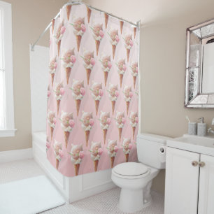 Summer Rose Ice Cream Shower Curtain