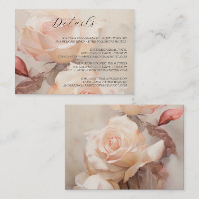 Summer Roses Elegant Wedding  Enclosure Card (Front/Back)