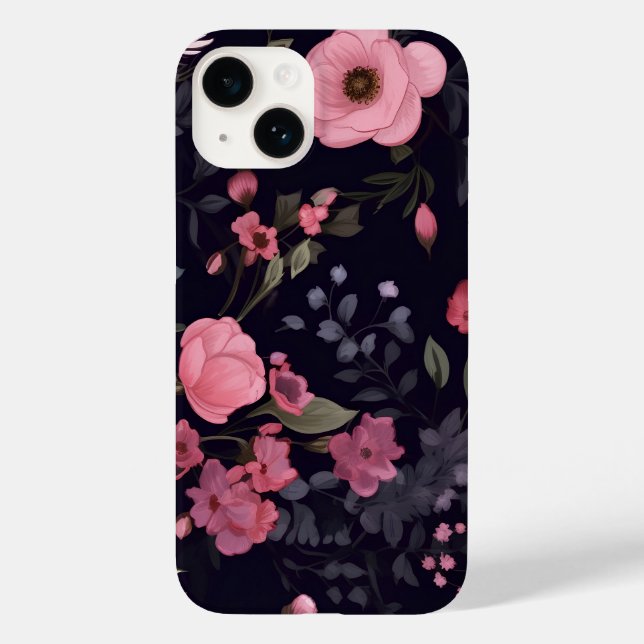 Summer Roses On Black Case-Mate iPhone Case (Back)