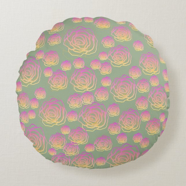 Summer Roses Round Cushion (Front)