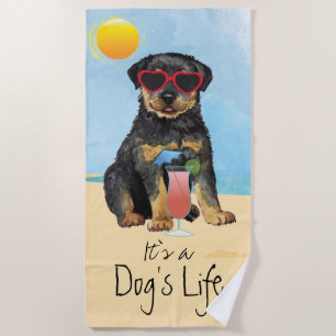 Summer Rottweiler Beach Towel