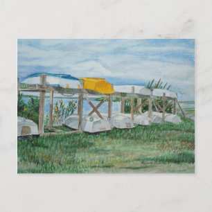 Summer Rowboats Watercolor Postcard