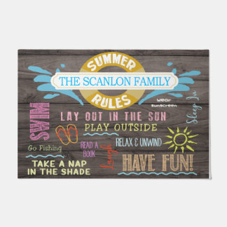 Summer Rules Personalised Mat, Pool Family Doormat