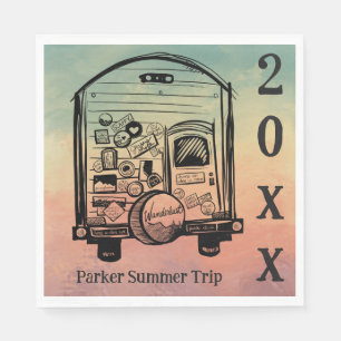Summer RVing Family Trip custom napkins