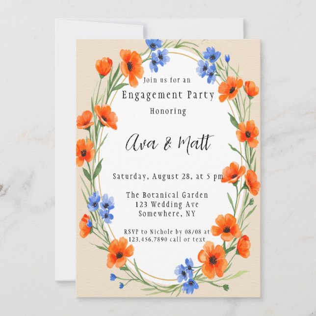 Summer’s Embrace Wildflower Engagement Party Invitation (Front)