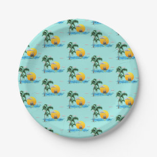Summer Sailboat Sunset Nautical Coastal Paper Plate