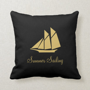 Summer Sailing Golden Yacht Cushion