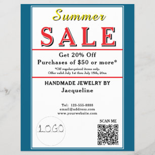 Summer Sale Blue White Heart Flyer