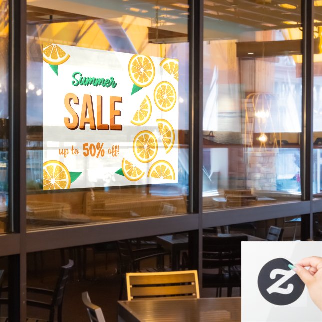 SUMMER SALE Sign with citrus fruit Window Cling (Restaurant Window)