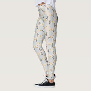 Summer Sand Dollar Botanical Beach Pattern Legging