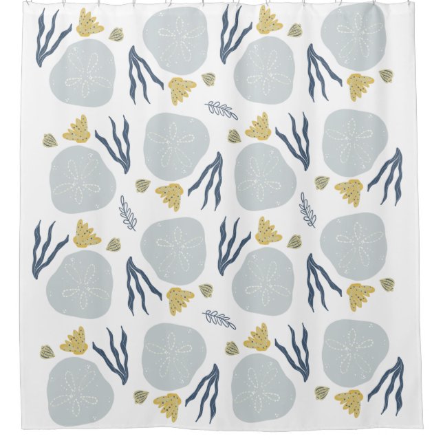 Summer Sand Dollar Seashells Beach Pattern Beach   Shower Curtain (Front)