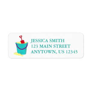 Summer Sand Toys Bucket Shovel Pail Beach Party Return Address Label