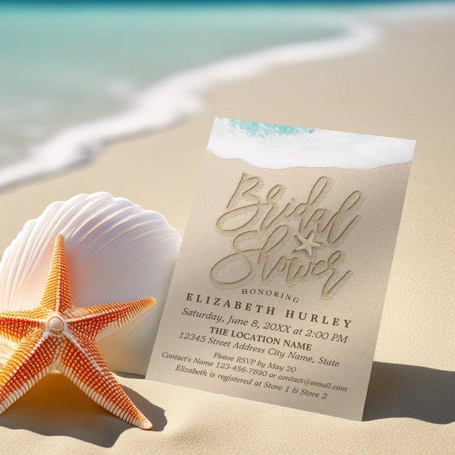 Summer Sandy Beach Wedding Bridal Shower Starfish Invitation (Creator Uploaded)