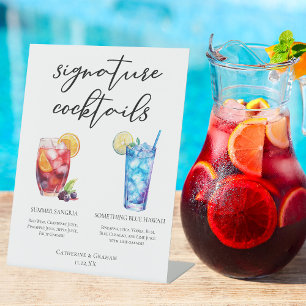 Summer Sangria Blue Beach Signature Cocktails Menu Pedestal Sign