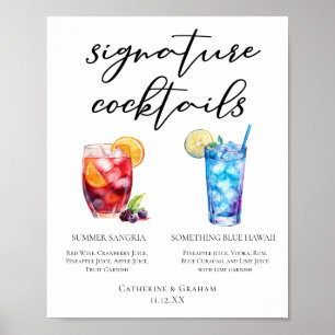 Summer Sangria Blue Beach Signature Cocktails Menu Poster