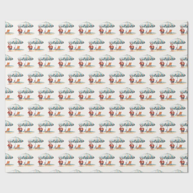 Summer Santa Beach Christmas in July Summer Party Wrapping Paper (Seam)