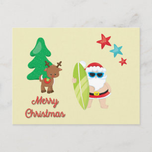 Summer Santa Christmas Holiday Postcard