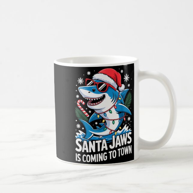 Summer Santa Jaws Vacation Christmas In July Shark Coffee Mug (Right)